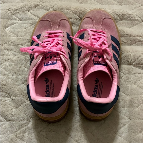 adidas Pink + Navy Gazelle Platforms - Picture 4 of 7